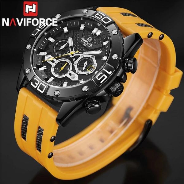 wristwatches naviforce fashion men watch sport man wristwatch military chronograph yellow rubber quartz male clock gift 801, Slivery;brown
wristwatches naviforce fashion men watch sport man wristwatch military chronograph yellow rubber quartz male clock gift 801, Slivery;brown