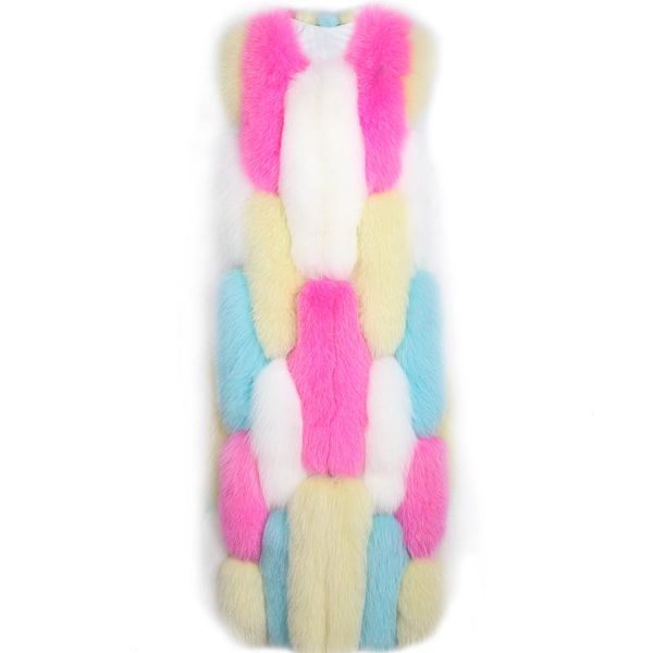 women's fur & faux women lady real natural vest long 110cm length, Black 
women's fur & faux women lady real natural vest long 110cm length, Black