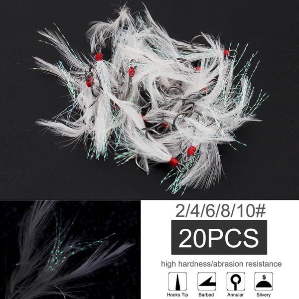 20pcs/ lot feather treble fishing hooks 2# 4# 6# 8# 10# tied round bend barbed triple hooks with white feather
20pcs/ lot feather treble fishing hooks 2# 4# 6# 8# 10# tied round bend barbed triple hooks with white feather