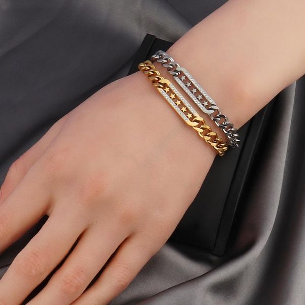 bangle women's 2021 trends fashion girls gold color stainless steel thick chain star bracelet charms bracelets for women wh, Black
bangle women's 2021 trends fashion girls gold color stainless steel thick chain star bracelet charms bracelets for women wh, Black