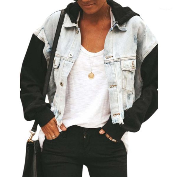 tassel hole women coat hooded casual patchwork long sleeve short female streetwear denim clothes fall women's jackets, Black;brown
tassel hole women coat hooded casual patchwork long sleeve short female streetwear denim clothes fall women's jackets, Black;brown