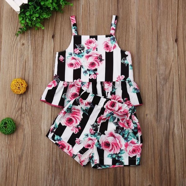 fashion toddler baby girl clothes striped flower print strap crop short pants 2pcs outfits summer, White
fashion toddler baby girl clothes striped flower print strap crop short pants 2pcs outfits summer, White