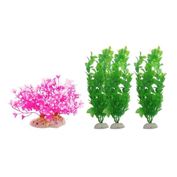 decorations 4 pcs plastic artificial plants for aquarium fish tank - 3 green & 1 pink white
decorations 4 pcs plastic artificial plants for aquarium fish tank - 3 green & 1 pink white