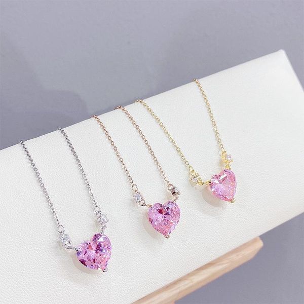 chains 14k gold plated pink heart necklace shining bling zircon women clavicle chain elegant charm wedding pendant jewelry, Silver
chains 14k gold plated pink heart necklace shining bling zircon women clavicle chain elegant charm wedding pendant jewelry, Silver