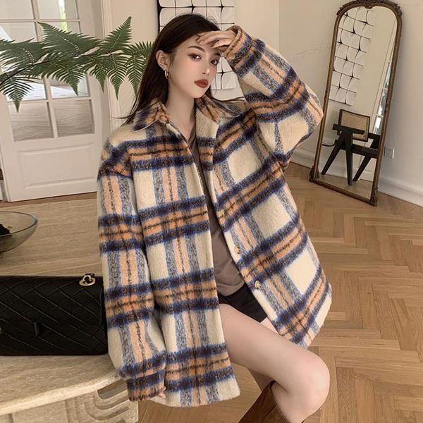 women's wool & blends plaid woolen coat women long 2021 autumn/winter ins south korea loose silhouette contrast color, Black
women's wool & blends plaid woolen coat women long 2021 autumn/winter ins south korea loose silhouette contrast color, Black