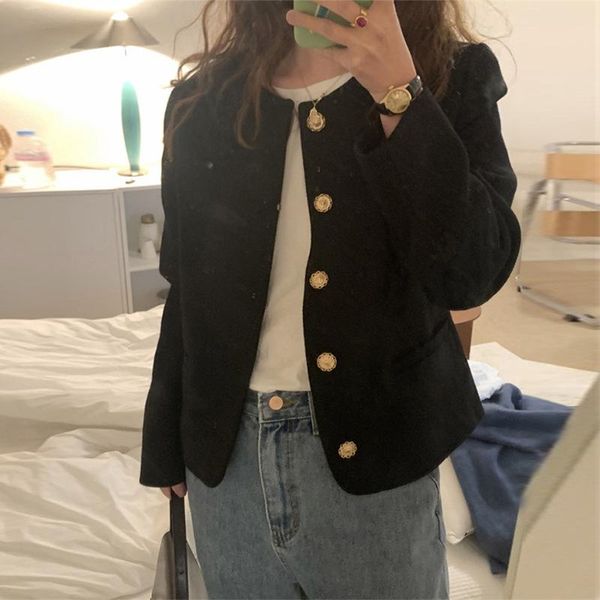 women's jackets secfa spring 2021 korean mo * e round neck temperament wool small fragrance coat short, Black;brown
women's jackets secfa spring 2021 korean mo * e round neck temperament wool small fragrance coat short, Black;brown