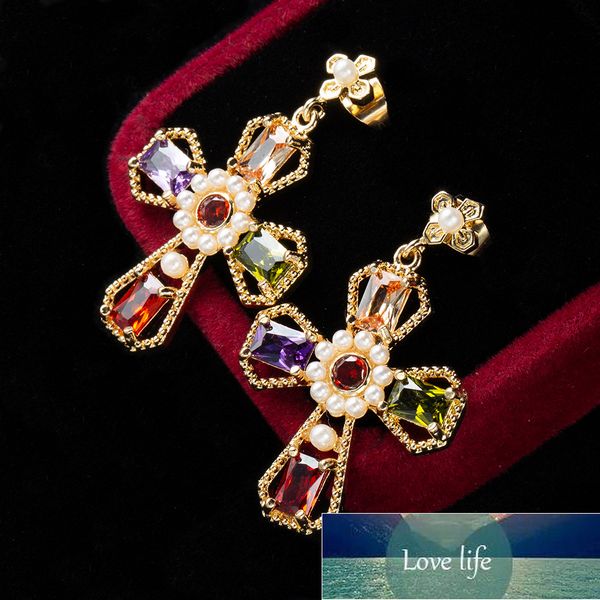 lats new big cross pearl dangle earring gold color zircon earrings for women fashion jewelry gift drop earings, Silver
lats new big cross pearl dangle earring gold color zircon earrings for women fashion jewelry gift drop earings, Silver