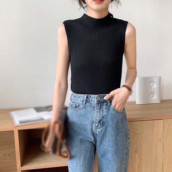 women's tanks & camis summer retro tank sleeveless korean half-high collar inner base knitted vest casual, White
women's tanks & camis summer retro tank sleeveless korean half-high collar inner base knitted vest casual, White