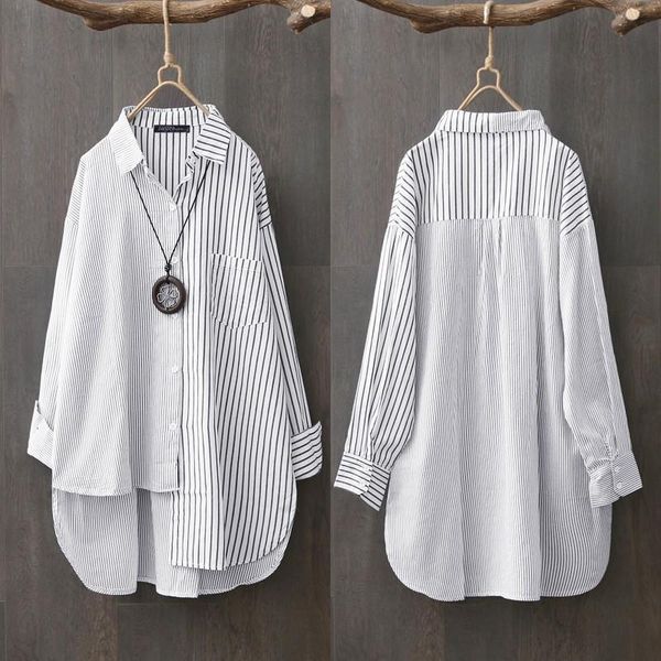 womens asymmetrical shirts zanzea 2021 fashion striped casual long sleeve blusas female button patchwork cap sleeve tunic oversized, White
womens asymmetrical shirts zanzea 2021 fashion striped casual long sleeve blusas female button patchwork cap sleeve tunic oversized, White