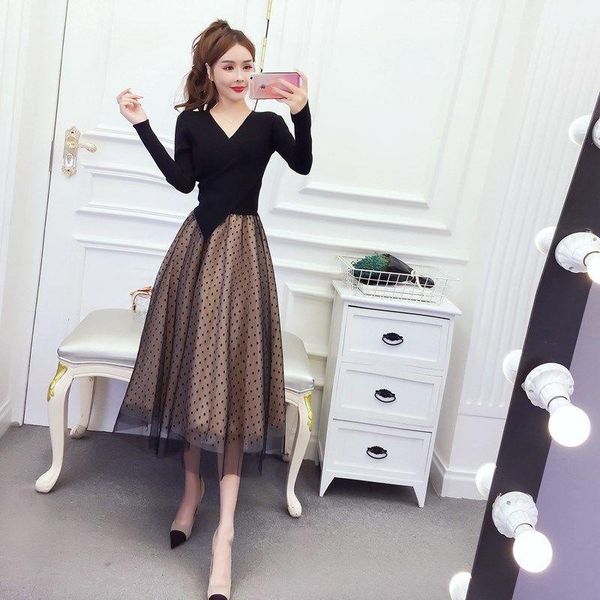 casual dresses 2021 women autumn winter elegant dress female v-neck patchwork wave point long sleeve lady loose net vestido g195, Black;gray
casual dresses 2021 women autumn winter elegant dress female v-neck patchwork wave point long sleeve lady loose net vestido g195, Black;gray