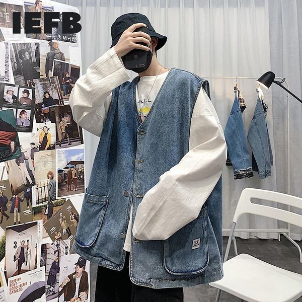 men's vests iefb sleeveless jacket loose fit jeans vest large pocket tooling coat v collar single breasted working clothes men 9y8497, Black;white
men's vests iefb sleeveless jacket loose fit jeans vest large pocket tooling coat v collar single breasted working clothes men 9y8497, Black;white