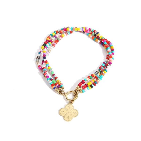 link, chain bohemia holiday accessory african colorful beads bracelet summer crystal with gold charm pendant, Black
link, chain bohemia holiday accessory african colorful beads bracelet summer crystal with gold charm pendant, Black
