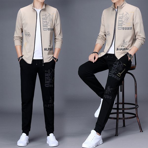 2021 suit trend fashion printed sweater middle-aged young men's leisure spring and autumn sports two-piece set, Black
2021 suit trend fashion printed sweater middle-aged young men's leisure spring and autumn sports two-piece set, Black