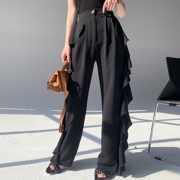 patchwork ruffle pants for femael high waist loose wide leg straight leg pure color womens casual pant new fashion, Black;white
patchwork ruffle pants for femael high waist loose wide leg straight leg pure color womens casual pant new fashion, Black;white