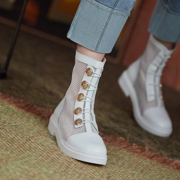 dress shoes 2021 short hollow out mesh boots women's spring and summer white super fiber leather back zipper 3cm middle heel cool, Black
dress shoes 2021 short hollow out mesh boots women's spring and summer white super fiber leather back zipper 3cm middle heel cool, Black