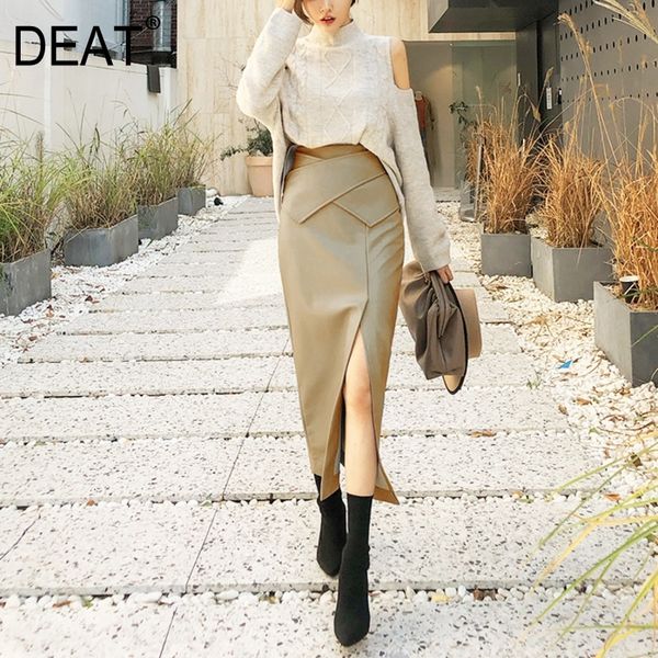 deat 2021 new autumn fashion pu leather skirt women pick hip high waist elegant office lady split mid slim fit cross ap449 210309, Black
deat 2021 new autumn fashion pu leather skirt women pick hip high waist elegant office lady split mid slim fit cross ap449 210309, Black