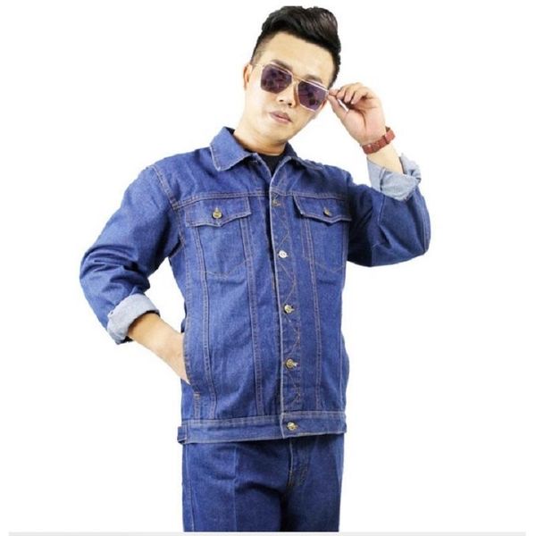 denim suit male welder thickening wear-resistant cotton burn-proof flame-retardant multi-pocket electrical tool in autumnwinter, White;black 
denim suit male welder thickening wear-resistant cotton burn-proof flame-retardant multi-pocket electrical tool in autumnwinter, White;black