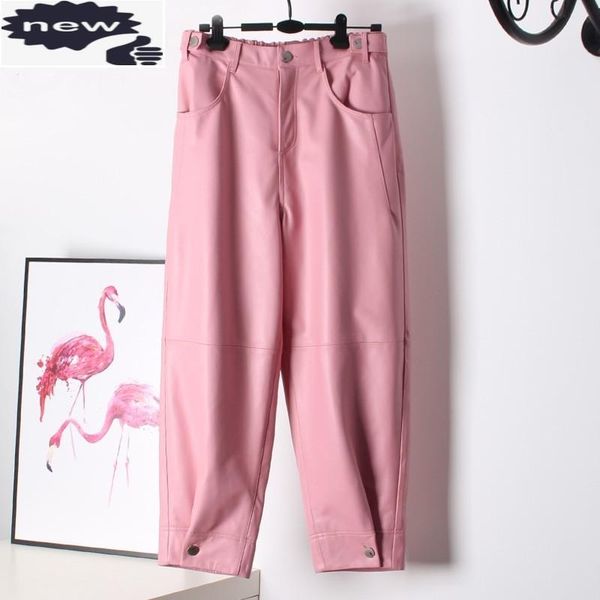 women's pants & capris fashion women pink loose fit sheepskin genuine leather harem ankle length high streetwear trousers female jogger, Black;white
women's pants & capris fashion women pink loose fit sheepskin genuine leather harem ankle length high streetwear trousers female jogger, Black;white