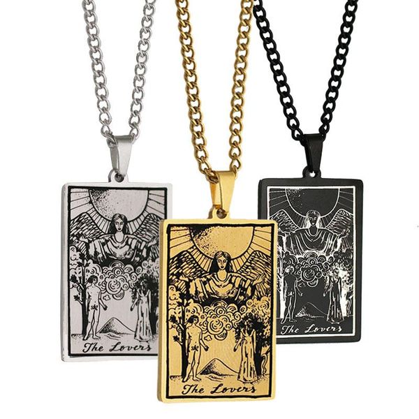 pendant necklaces mysterious tarot card necklace the lovers symbol gemini stainless steel couple jewelry, Silver
pendant necklaces mysterious tarot card necklace the lovers symbol gemini stainless steel couple jewelry, Silver
