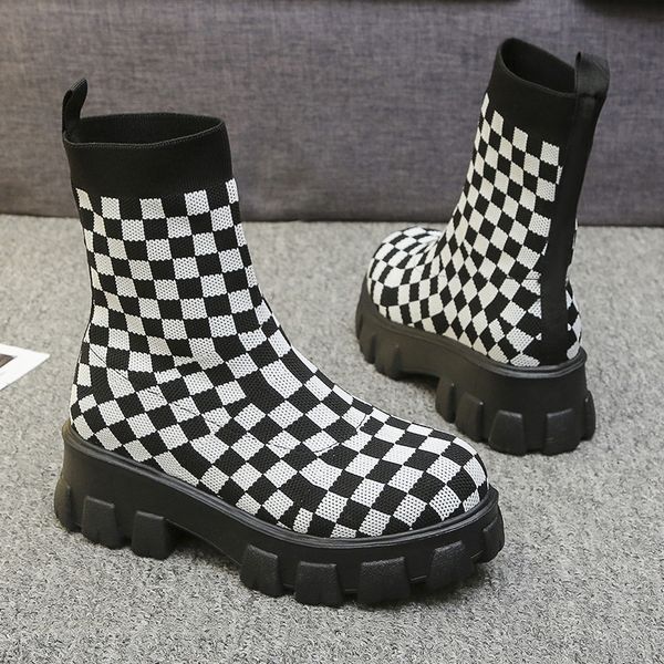 women's socks and boots 2021 fly weave breathable patchwork color plaid printed sponge platform for women ankle boot, Black
women's socks and boots 2021 fly weave breathable patchwork color plaid printed sponge platform for women ankle boot, Black