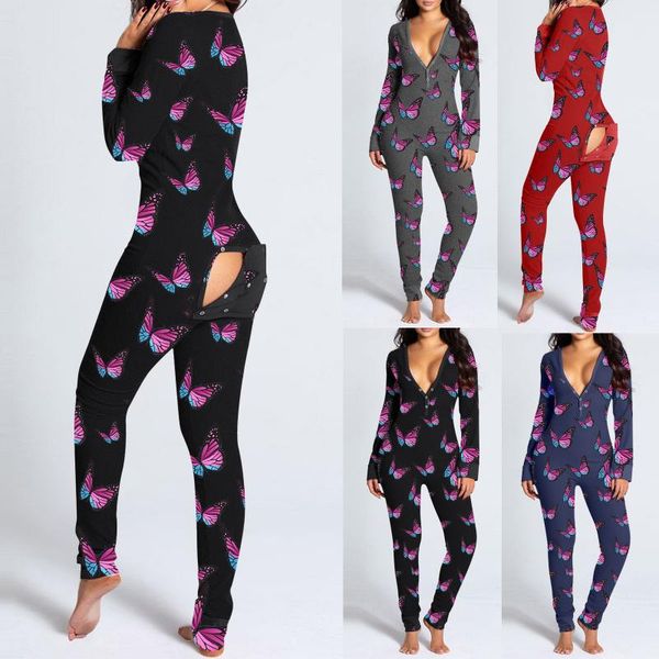 women's jumpsuits & rompers butterfly printed jumpsuit women casual deep v-neck button-down front functional buttoned flap adults onesi, Black;white
women's jumpsuits & rompers butterfly printed jumpsuit women casual deep v-neck button-down front functional buttoned flap adults onesi, Black;white