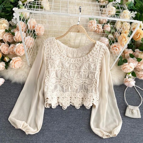 women's blouses & shirts jastie floral embroidery blouse round neck puff sleeve hook flower lace elegant 2021, White
women's blouses & shirts jastie floral embroidery blouse round neck puff sleeve hook flower lace elegant 2021, White
