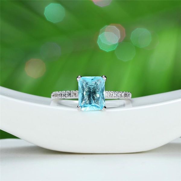 wedding rings luxury female aqua blue zircon ring classic silver color thin engagement dainty crystal square for women, Slivery;golden
wedding rings luxury female aqua blue zircon ring classic silver color thin engagement dainty crystal square for women, Slivery;golden