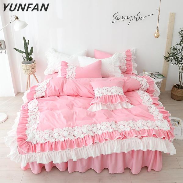 bedding sets pure cotton lace pink white duvet cover set luxury bed linen princess skirt twin king wedding bedclothes
bedding sets pure cotton lace pink white duvet cover set luxury bed linen princess skirt twin king wedding bedclothes