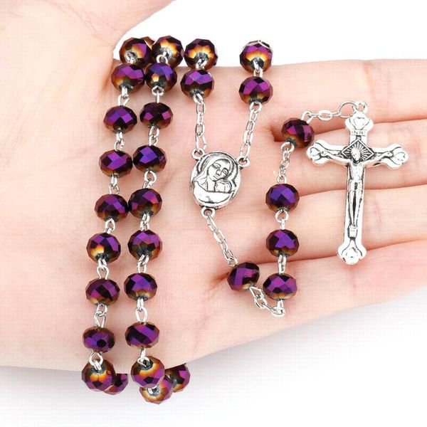 pendant necklaces vintage virgin mary cross rosary necklace purple glass crystal beads catholic prayer religion jewelry, Silver
pendant necklaces vintage virgin mary cross rosary necklace purple glass crystal beads catholic prayer religion jewelry, Silver
