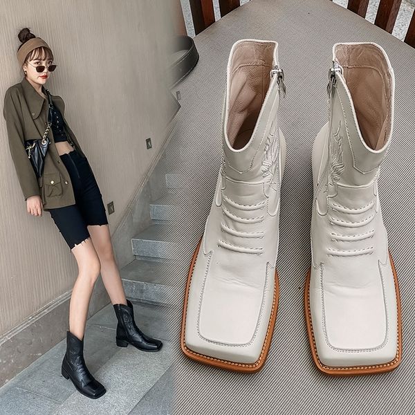 elegant side zipper square toe women ankle boots genuine leather retro thick heels pumps 2021 autumn weding party shoes woman, Black
elegant side zipper square toe women ankle boots genuine leather retro thick heels pumps 2021 autumn weding party shoes woman, Black