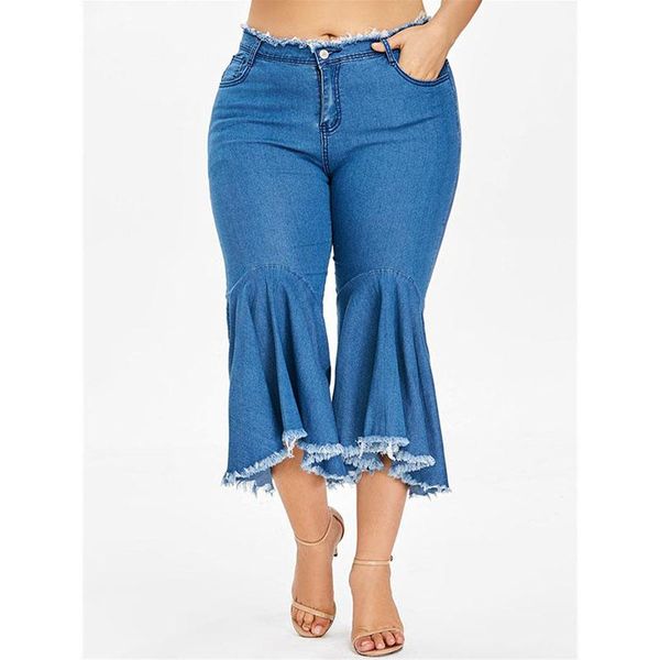 women's jeans large size 5xl high waist ruffle burr trousers irregular wide leg pants cotton fashion a842, Blue
women's jeans large size 5xl high waist ruffle burr trousers irregular wide leg pants cotton fashion a842, Blue