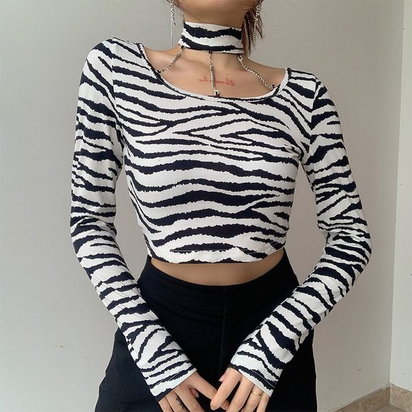 2021 animal pattern chain hanging neck sleeve shirt slim navel female graphic t shirts women fashion clothing wc6v, White
2021 animal pattern chain hanging neck sleeve shirt slim navel female graphic t shirts women fashion clothing wc6v, White