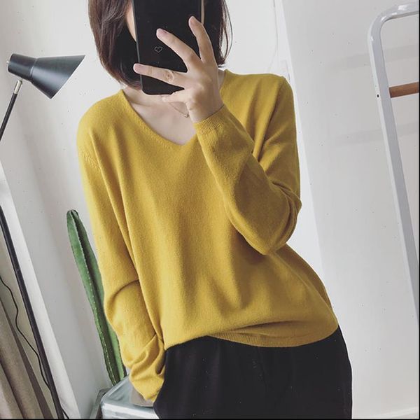 thin fall women sweater 2021 v neck knitted long sleeve korean style autumn womens pullover sweaters pull femme, White;black
thin fall women sweater 2021 v neck knitted long sleeve korean style autumn womens pullover sweaters pull femme, White;black
