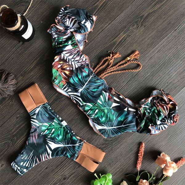 short sleeves swimwear female ruffle bikinis 2021 mujer drawstring swimsuit women leaf print bathing suit bodysuit, Black
short sleeves swimwear female ruffle bikinis 2021 mujer drawstring swimsuit women leaf print bathing suit bodysuit, Black
