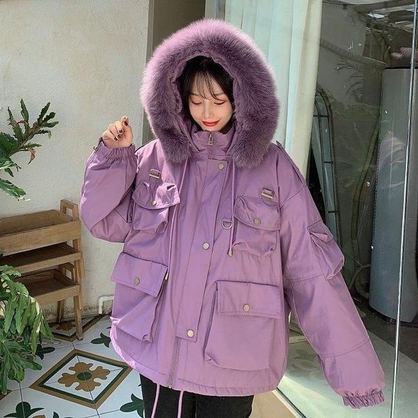 women's down & parkas winter jacket female 2021 thicken casual cotton lining fur collar warm coat women hooded mujer casaco feminino x1, Black
women's down & parkas winter jacket female 2021 thicken casual cotton lining fur collar warm coat women hooded mujer casaco feminino x1, Black