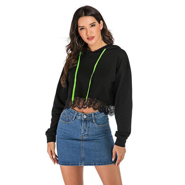 women's hoodies & sweatshirts autumn lace stitching solid color bat long sleeve casual drawstring hoodie pullover, Black
women's hoodies & sweatshirts autumn lace stitching solid color bat long sleeve casual drawstring hoodie pullover, Black