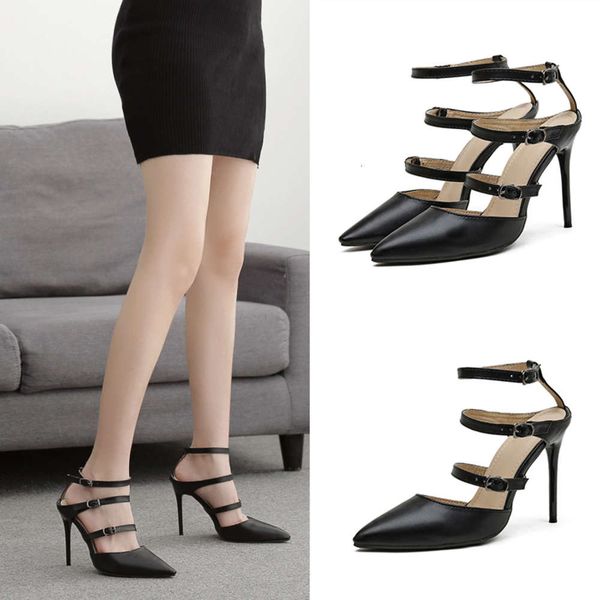 women's sho pointed shallow mouth belt buckle thin high heels hollow out black sandals 35-41
women's sho pointed shallow mouth belt buckle thin high heels hollow out black sandals 35-41