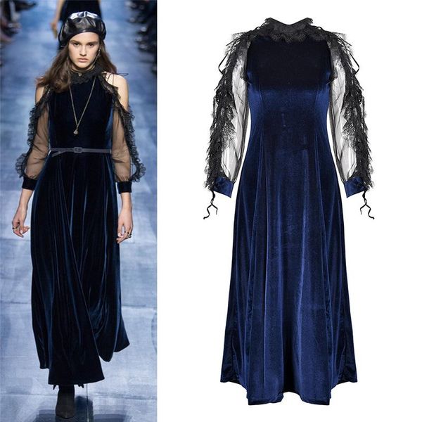 casual dresses lace stitching velvet shoulder dress temperament lady baby long ., Black;gray
casual dresses lace stitching velvet shoulder dress temperament lady baby long ., Black;gray