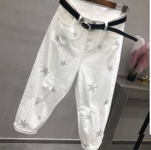 women's jeans spring autumn korea fashion women white high waist vintage hole loose denim pants casual ankle-length harem, Blue
women's jeans spring autumn korea fashion women white high waist vintage hole loose denim pants casual ankle-length harem, Blue