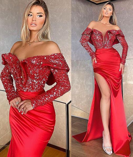 2021 plus size arabic aso ebi red mermaid sequined prom dresses high split long sleeves evening formal party second reception bridesmaid gow, Black
2021 plus size arabic aso ebi red mermaid sequined prom dresses high split long sleeves evening formal party second reception bridesmaid gow, Black