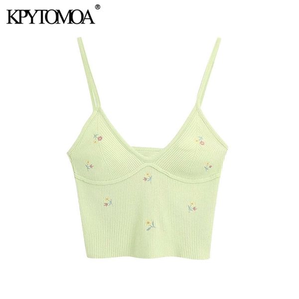 kpytomoa women sweet fashion floral embroidery cropped knitted blouses vintage backless thin straps female shirts chic 210302, White
kpytomoa women sweet fashion floral embroidery cropped knitted blouses vintage backless thin straps female shirts chic 210302, White