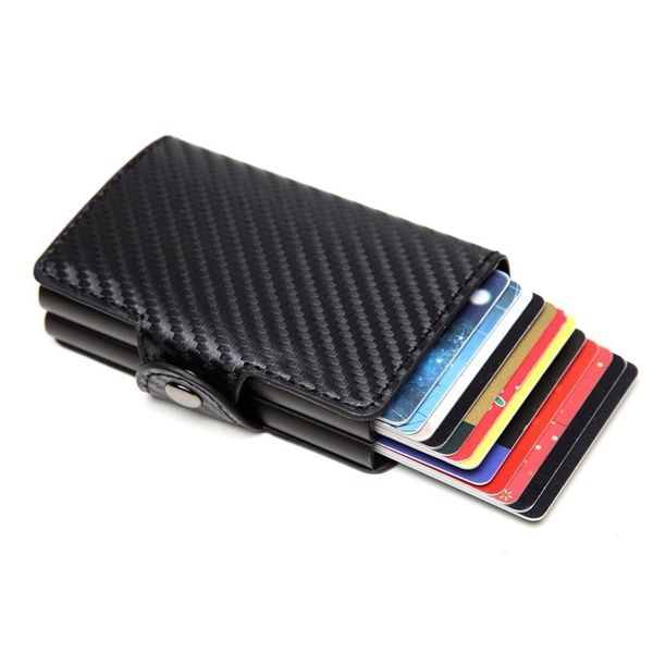card holders men double aluminum leather holder rfid metal wallet automatic up anti-theft women purse business id cardholder, Brown;gray
card holders men double aluminum leather holder rfid metal wallet automatic up anti-theft women purse business id cardholder, Brown;gray