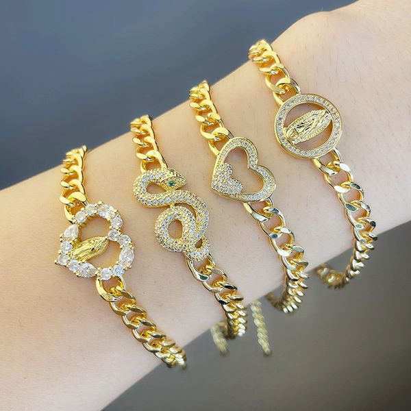 ins niche design smiling face expression bracelet women's fashion cuba chain snake shaped love diamond bracelet brd55, Golden;silver 
ins niche design smiling face expression bracelet women's fashion cuba chain snake shaped love diamond bracelet brd55, Golden;silver