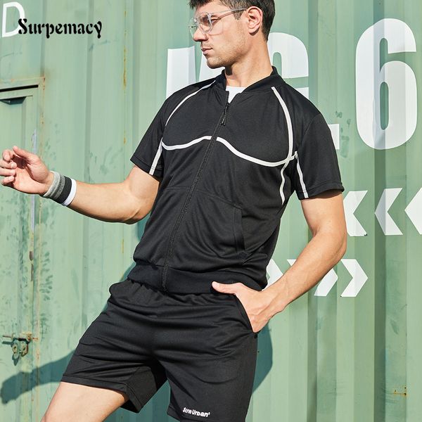 muscular men's suit, short sleeve + shorts two-piece suit, european code summer casual work wear, sports running zipper suit men's, Gray
muscular men's suit, short sleeve + shorts two-piece suit, european code summer casual work wear, sports running zipper suit men's, Gray