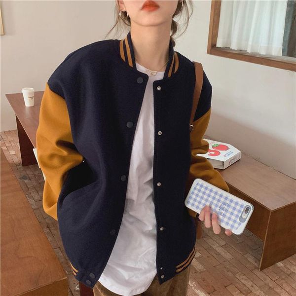 women's jackets vintage women cardigan uniform autumn korean stitching long-sleeved jacket letter embroidery harajuku outerwear clothes, Black;brown
women's jackets vintage women cardigan uniform autumn korean stitching long-sleeved jacket letter embroidery harajuku outerwear clothes, Black;brown