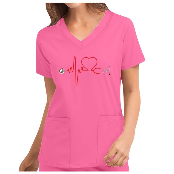 the woman monkeys cardiac hearts print short shirts decorate on v nursing uniform labor nurse uhvp, White;black
the woman monkeys cardiac hearts print short shirts decorate on v nursing uniform labor nurse uhvp, White;black