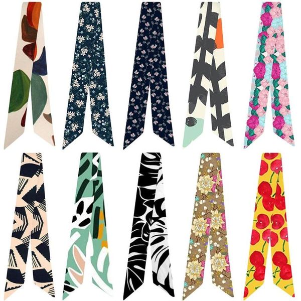 scarves 2021 women silk scarf geometric floral print ribbon head small long fashion bag accessories, Blue;gray
scarves 2021 women silk scarf geometric floral print ribbon head small long fashion bag accessories, Blue;gray