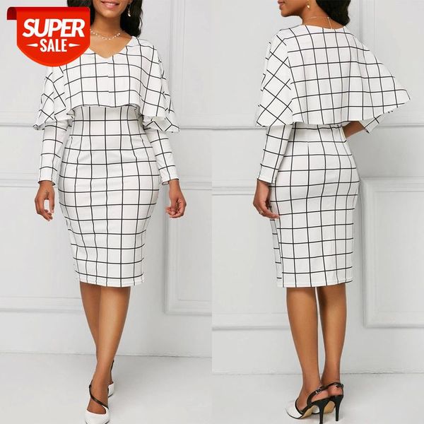 fall clothing women elegant plaid dress v neck long sleeve overlap ruffle knee length autumn dress spring white lady vestidos #6n4q, White;black
fall clothing women elegant plaid dress v neck long sleeve overlap ruffle knee length autumn dress spring white lady vestidos #6n4q, White;black