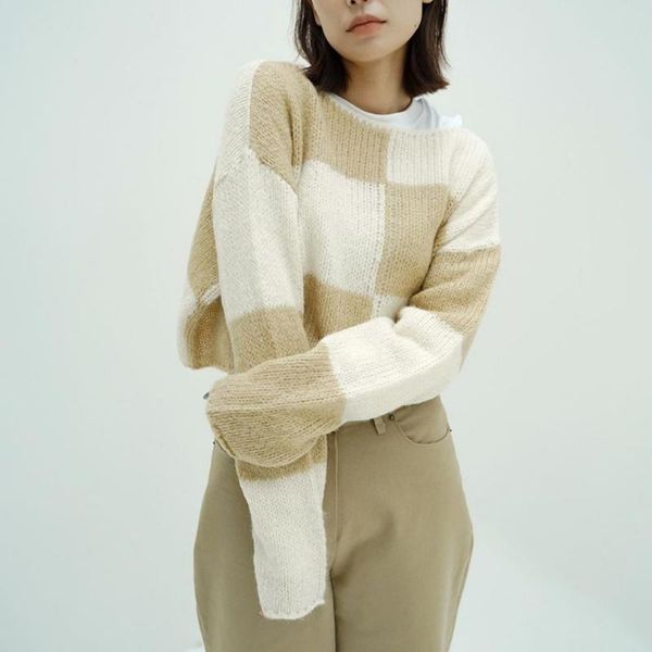 women's sweaters yana fashion loose o neck women elegant casual panelled plaid sweater long sleeve short pullover ladies, White;black
women's sweaters yana fashion loose o neck women elegant casual panelled plaid sweater long sleeve short pullover ladies, White;black