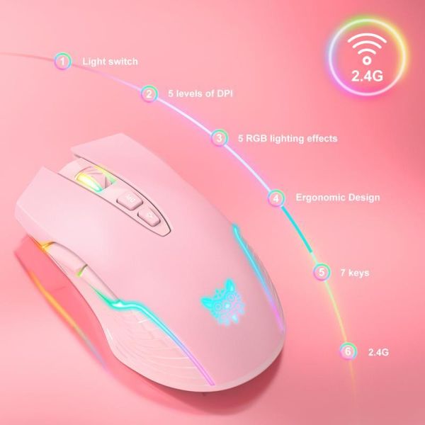 mice onikuma 2.4ghz wireless gaming mouse with usb receiver rechargeable 3600 dpi pink for computer lappc gamer
mice onikuma 2.4ghz wireless gaming mouse with usb receiver rechargeable 3600 dpi pink for computer lappc gamer
